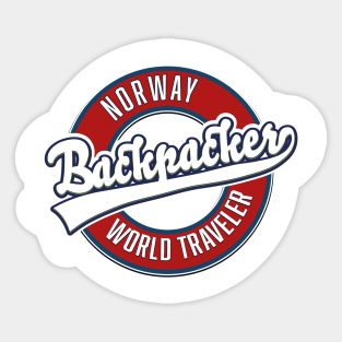 Norway backpacker world traveler logo. Sticker